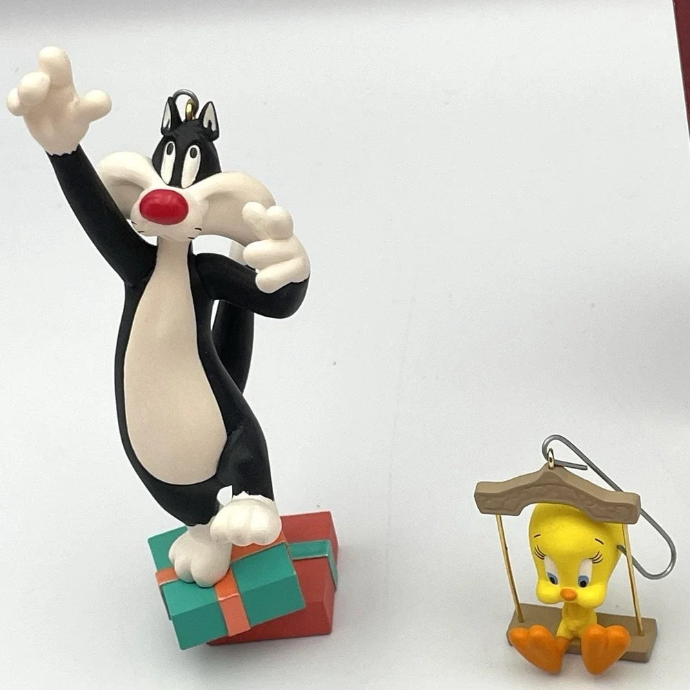 Vtg. 1995 Hallmark Looney‎ Tunes Hang Together Ornament Sylvester & Tweety 2 Pc